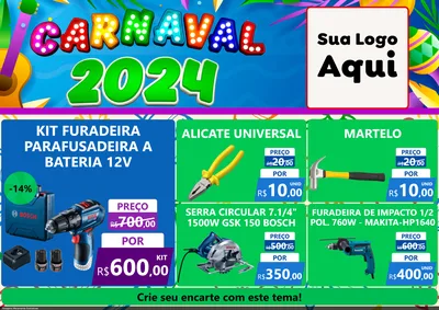 Modelo de Encarte para Encarte A4 Horizontal com o tema Carnaval 2027 para Maquinas e Ferramentas