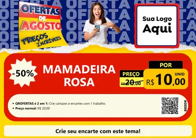 Modelo de Cartaz para Cartaz A4 Horizontal com o tema Ofertas de Agosto - Preços Incríveis para Bebês