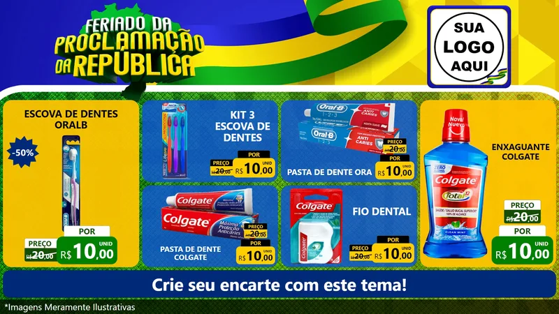 Modelo de TV para TV Horizontal com o tema Feriado da Proclamação da República para Higiene Pessoal