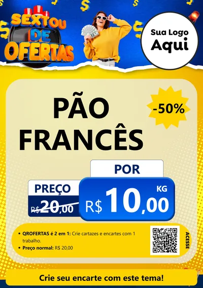 Modelo de Cartaz para Cartaz A4 Vertical com o tema Sextou de Ofertas para Padaria