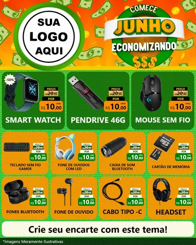 Modelo de Rede Social para Feed Instagram com o tema Comece Junho Economizando para Informática