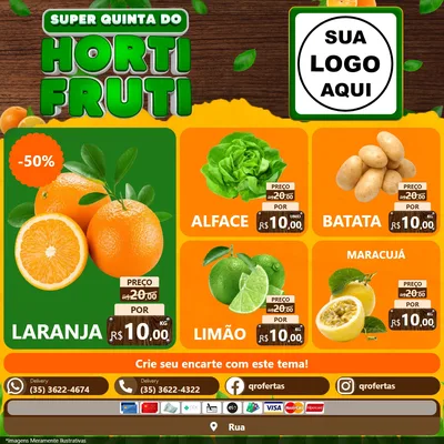 Modelo de Rede Social para Feed Facebook com o tema Super Quinta do Hortifruti para Hortifrúti