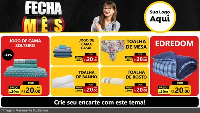 Modelo de TV para TV Horizontal com o tema Fecha Mês para Cama, Mesa e Banho