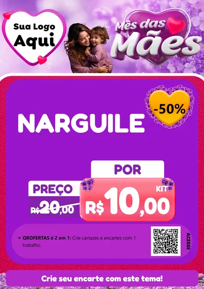 Modelo de Cartaz para Cartaz A4 Vertical com o tema Mês das Mães para Tabacaria