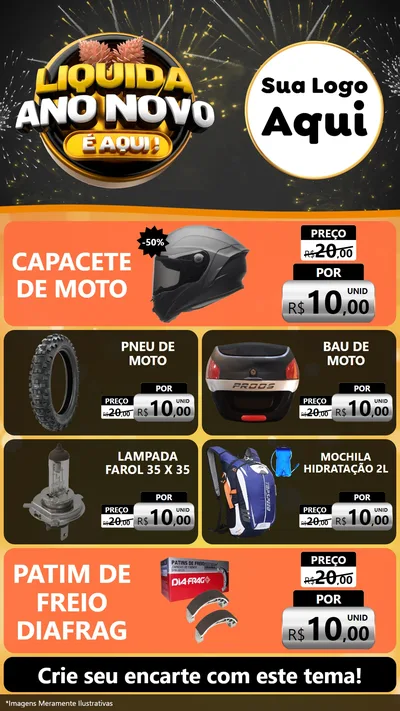 Modelo de TV para TV Vertical com o tema Liquida Ano Novo É Aqui! para Moto peças