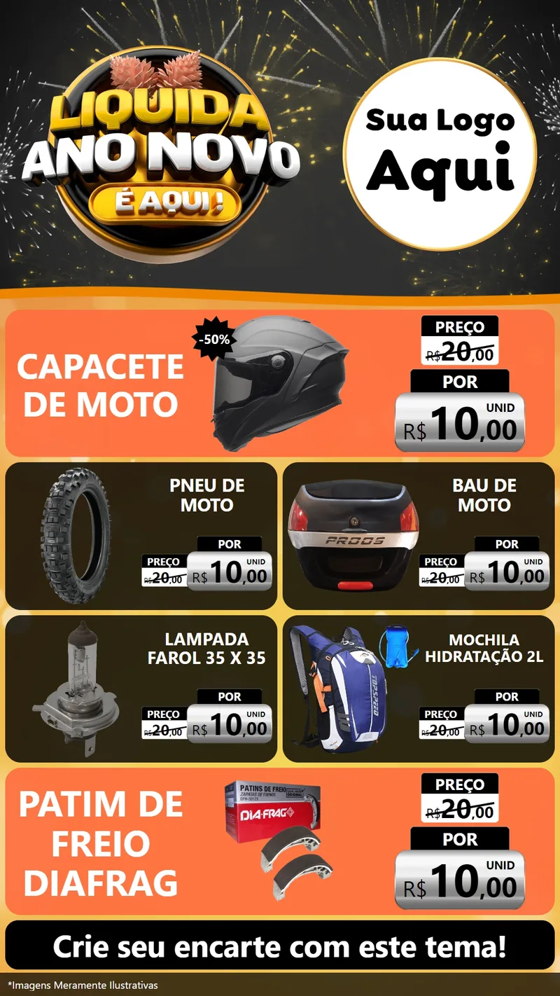 Modelo de TV para TV Vertical com o tema Liquida Ano Novo É Aqui! para Moto peças