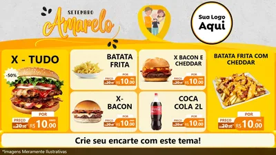 Modelo de TV para TV Horizontal com o tema Setembro Amarelo para Hamburgueria
