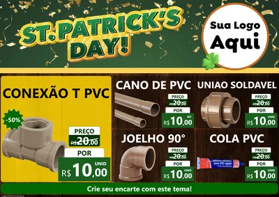 Modelo de Encarte para Encarte A4 Horizontal com o tema St Patriks Day para Tubos e conexões