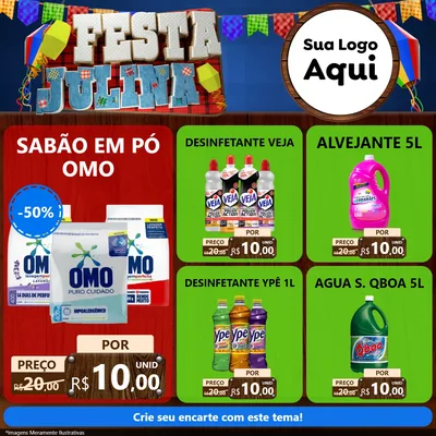 Modelo de Rede Social para Feed Facebook com o tema Festa Julina para Produtos de Limpeza