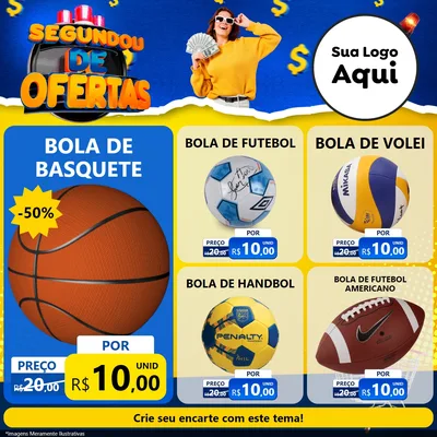 Modelo de Rede Social para Feed Facebook com o tema Segundou de Ofertas para Artigos Esportivos