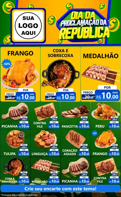 Modelo de Encarte para Encarte Grande com o tema Dia Da Proclamação da República para Assados