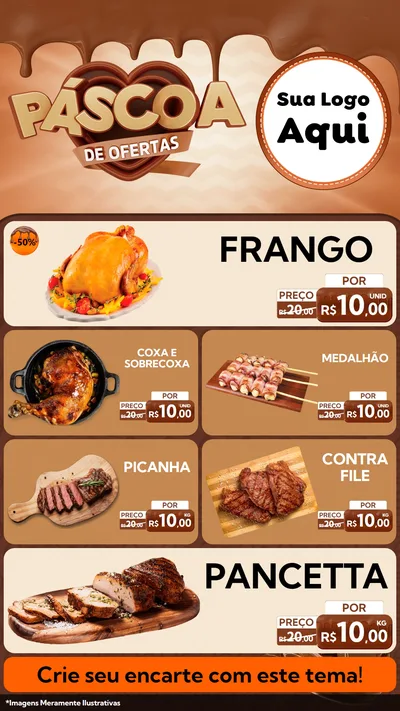 Modelo de TV para TV Vertical com o tema Páscoa de Ofertas para Assados