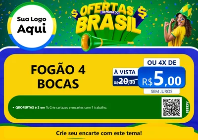 Modelo de Cartaz para Cartaz A4 Horizontal com o tema Ofertas Semana do Brasil para Móveis e Eletro
