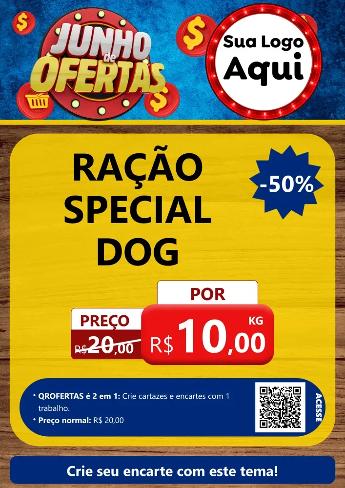 Modelo de Cartaz para Cartaz A4 Vertical com o tema Junho de Ofertas para Pet Shop