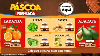 Modelo de TV para TV Horizontal com o tema Páscoa Premiada para Hortifrúti