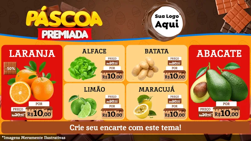 Modelo de TV para TV Horizontal com o tema Páscoa Premiada para Hortifrúti