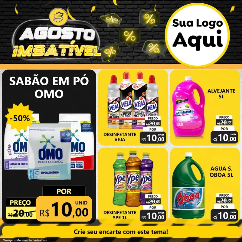 Modelo de Rede Social para Feed Facebook com o tema Agosto Imbatível para Produtos de Limpeza