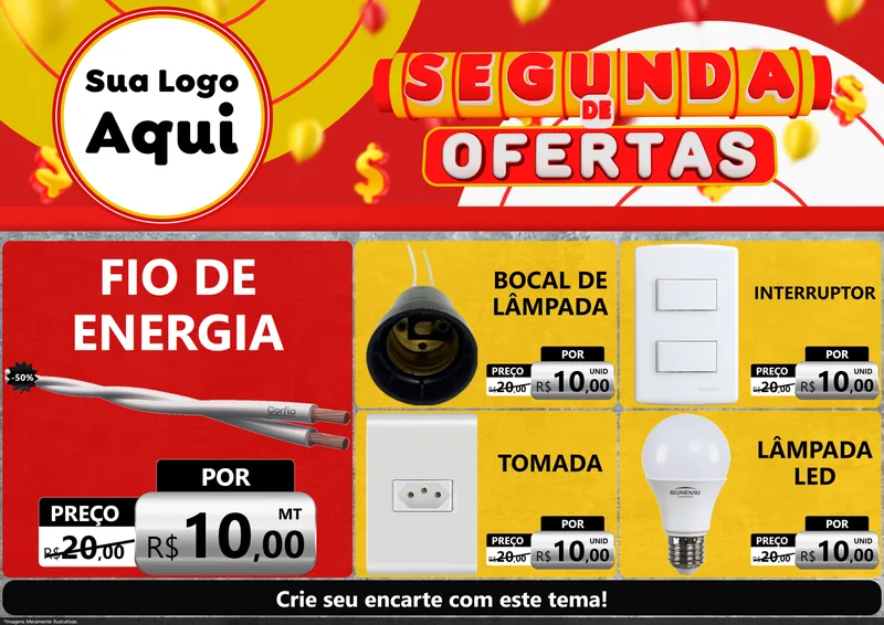 Modelo de Encarte para Encarte A4 Horizontal com o tema Segunda de Ofertas para Materiais Elétricos
