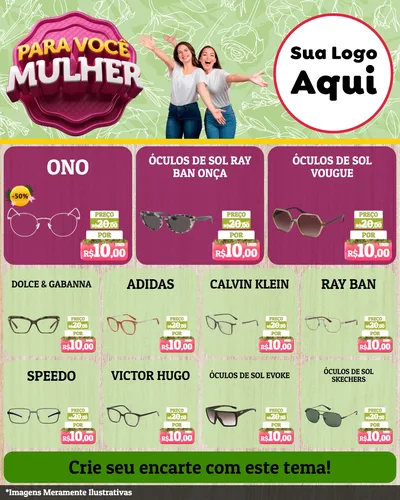 Modelo de Rede Social para Feed Instagram com o tema Para Você Mulher para Óticas