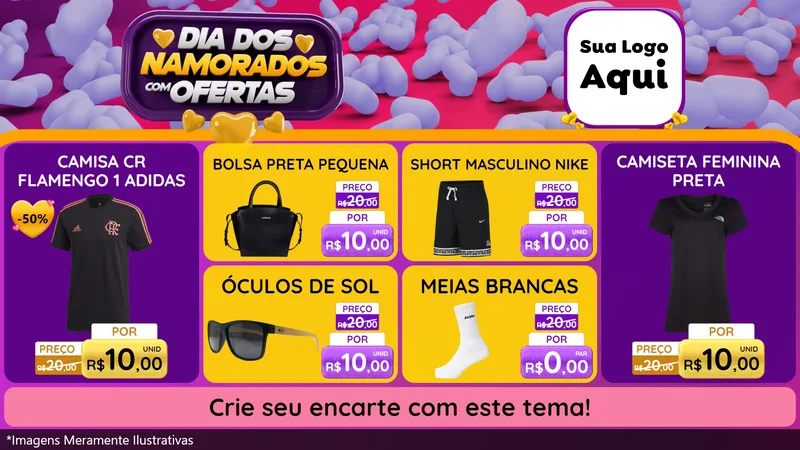 Modelo de TV para TV Horizontal com o tema Dia Dos Namorados Com Ofertas para Roupas e acessórios