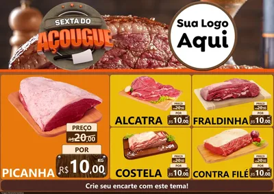 Modelo de Encarte para Encarte A4 Horizontal com o tema Sexta do Açougue para Açougue