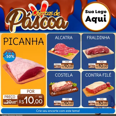 Modelo de Rede Social para Feed Facebook com o tema Ofertas de Páscoa para Açougue