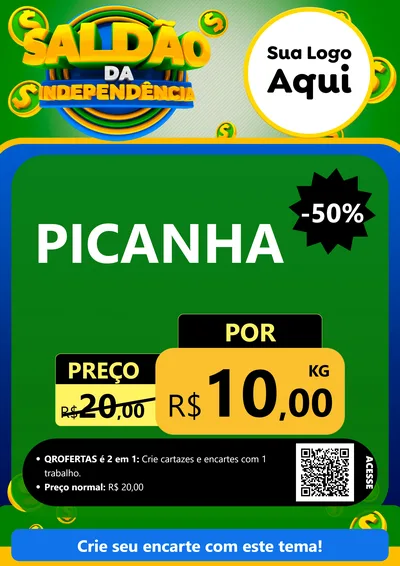 Modelo de Cartaz para Cartaz A4 Vertical com o tema Saldão da Indepêndencia para Açougue