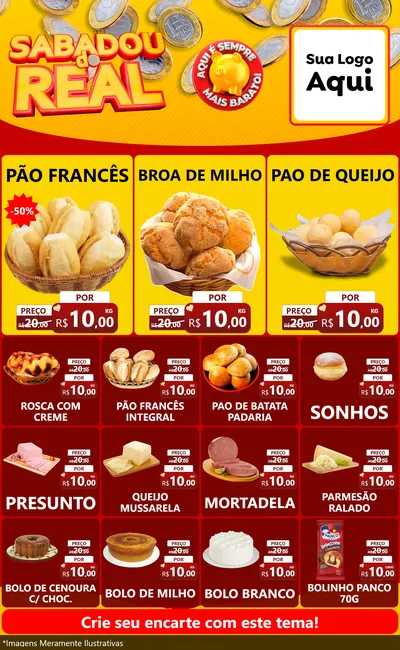 Modelo de Encarte para Encarte Grande com o tema Sabadou do Real para Padaria