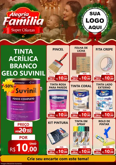 Modelo de Encarte para Encarte A4 Vertical com o tema Alegria Em Família - Super Ofertas para Tintas e Ferramentas