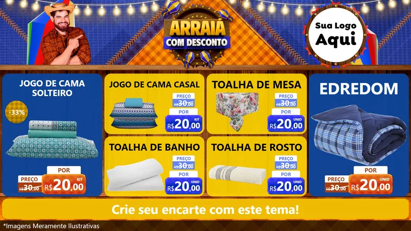 Modelo de TV para TV Horizontal com o tema Arraiá Com Desconto para Cama, Mesa e Banho
