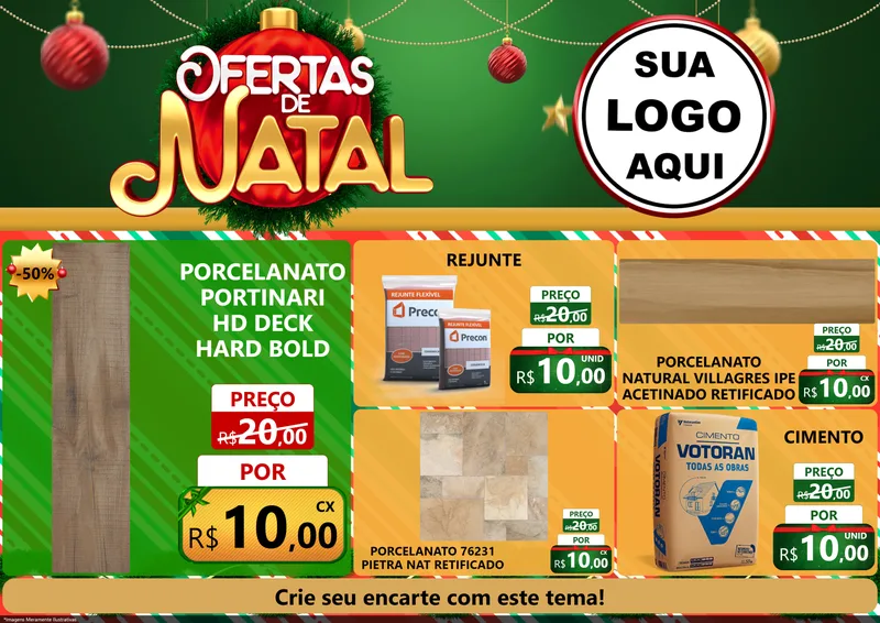 Modelo de Encarte para Encarte A4 Horizontal com o tema Ofertas de Natal para Pisos e revestimentos