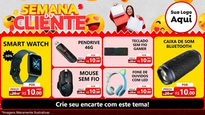 Modelo de TV para TV Horizontal com o tema Semana do Cliente para Informática