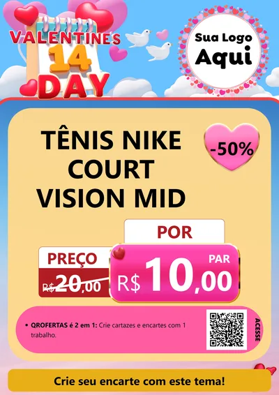 Modelo de Cartaz para Cartaz A4 Vertical com o tema Valentine's Day para Calçados