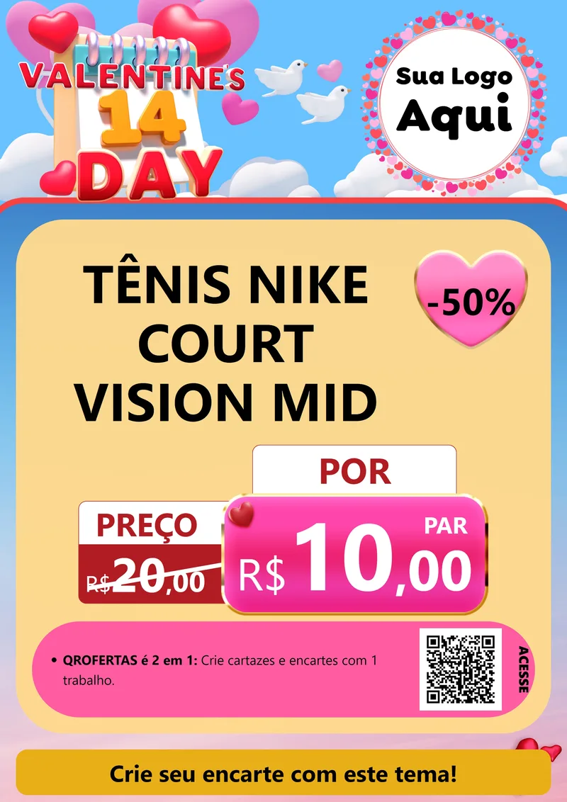 Modelo de Cartaz para Cartaz A4 Vertical com o tema Valentine's Day para Calçados