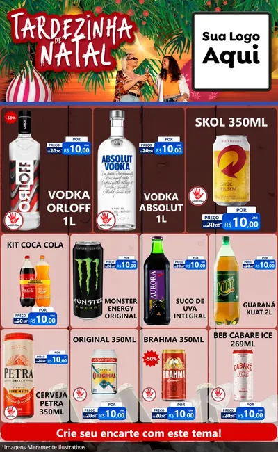 Modelo de Encarte para Encarte Grande com o tema Tardezinha de natal para Distribuidora de bebidas