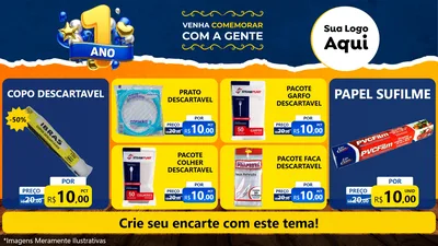 Modelo de TV para TV Horizontal com o tema Um Ano de Aniversário para Embalagens
