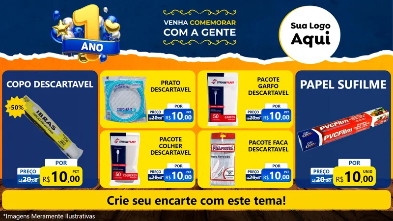 Modelo de TV para TV Horizontal com o tema Um Ano de Aniversário para Embalagens