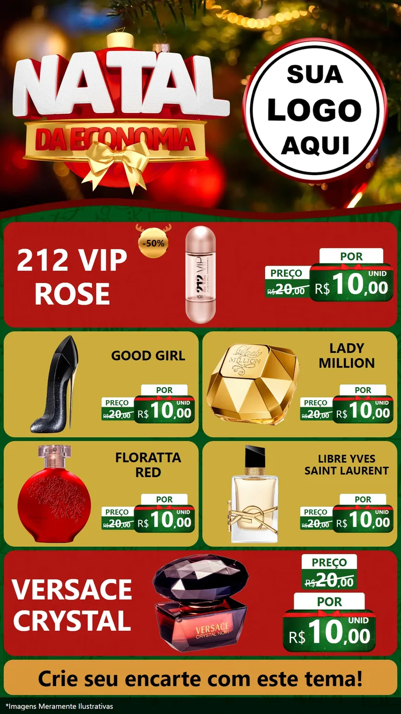 Modelo de TV para TV Vertical com o tema Natal da Economia para Perfumes