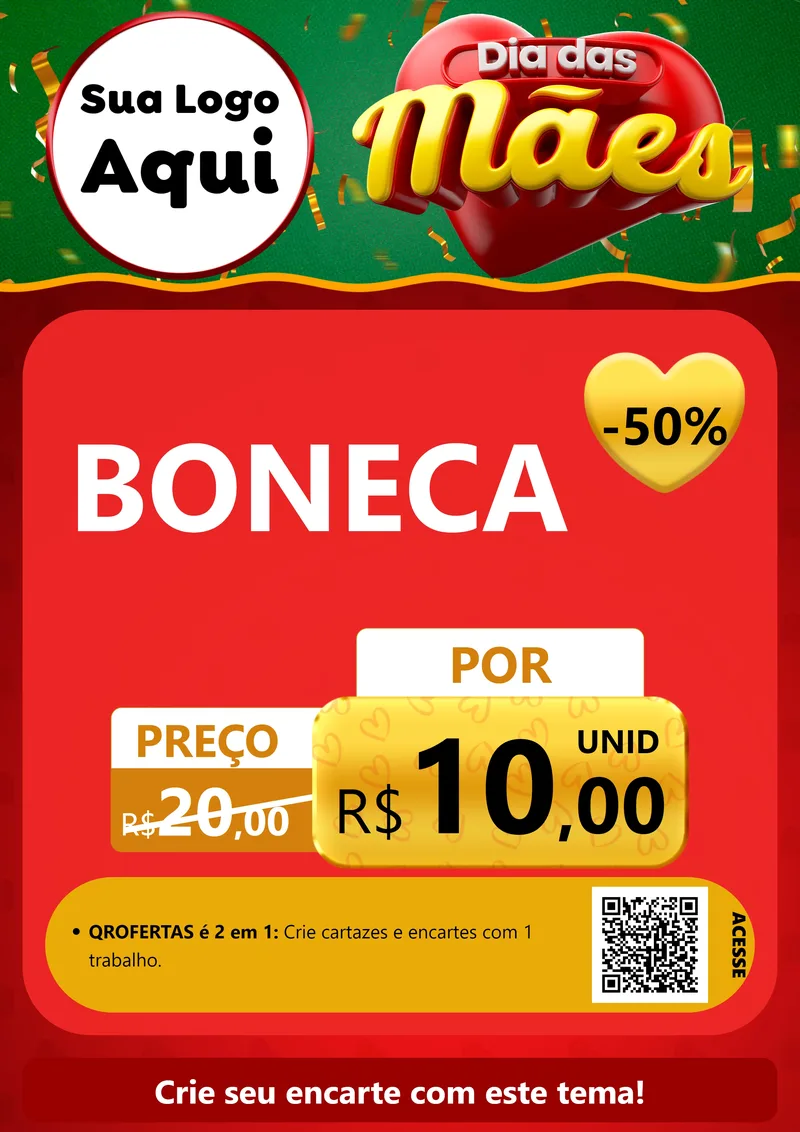 Modelo de Cartaz para Cartaz A4 Vertical com o tema Dia das Mães para Brinquedos