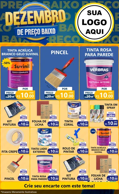 Modelo de Encarte para Encarte Grande com o tema Dezembro de Preço Baixo para Tintas e Ferramentas