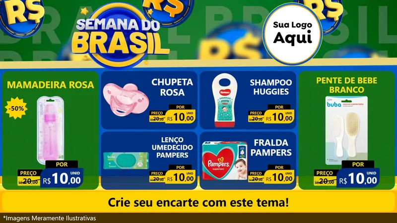 Modelo de TV para TV Horizontal com o tema Semana Do Brasil para Bebês