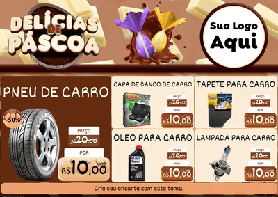 Modelo de Encarte para Encarte A4 Horizontal com o tema Delícias de Páscoa para Auto peças
