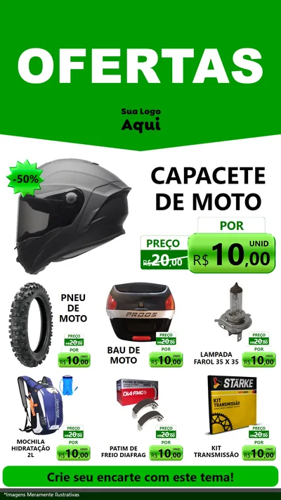 Modelo de Rede Social para Stories com o tema Ofertas Verde Cartaz para Moto peças