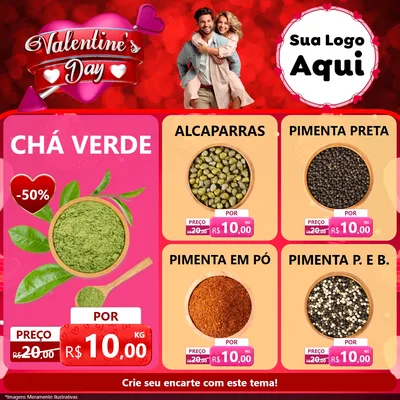 Modelo de Rede Social para Feed Facebook com o tema Valentine's Day para Produtos Naturais