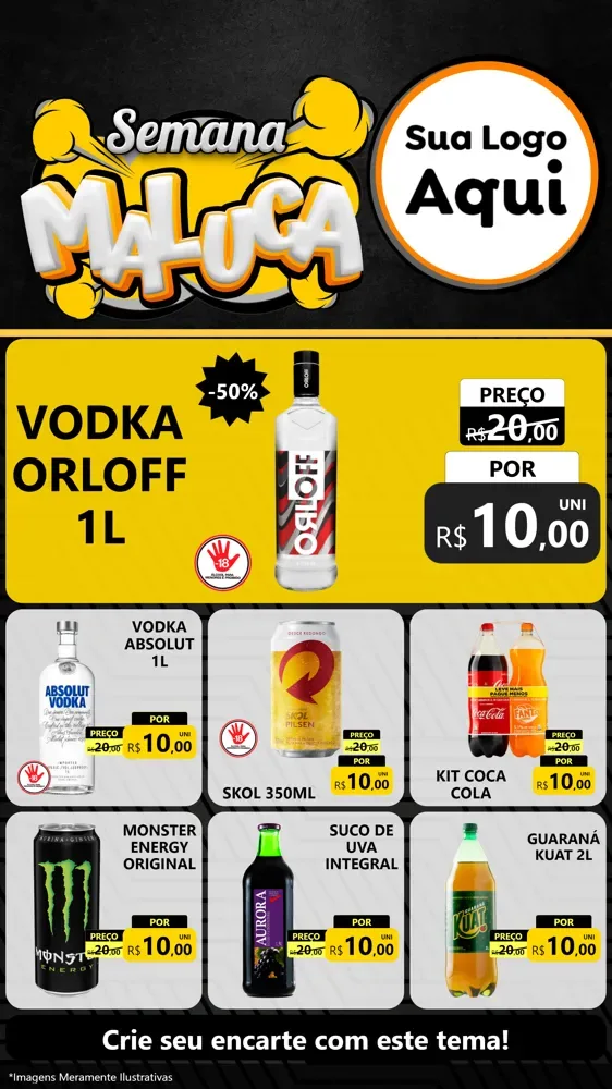 Modelo de Rede Social para Stories com o tema Semana Maluca para Distribuidora de bebidas