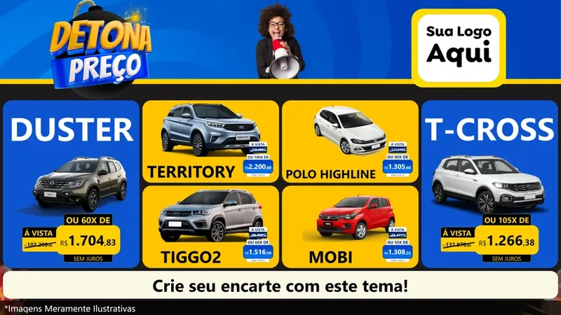 Modelo de TV para TV Horizontal com o tema Detona Preços para Concessionaria de Carros