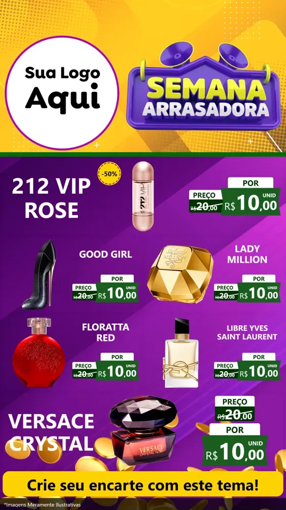 Modelo de TV para TV Vertical com o tema Semana Arrasadora para Perfumes