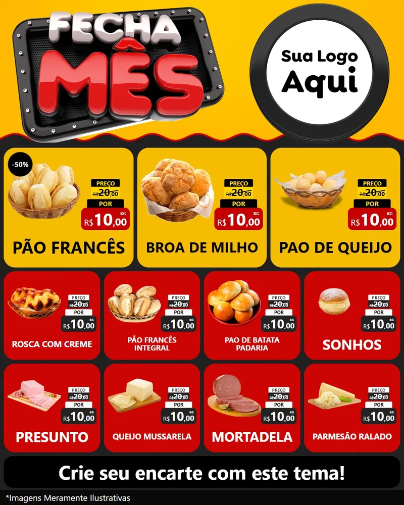 Modelo de Rede Social para Feed Instagram com o tema Fecha Mês para Padaria