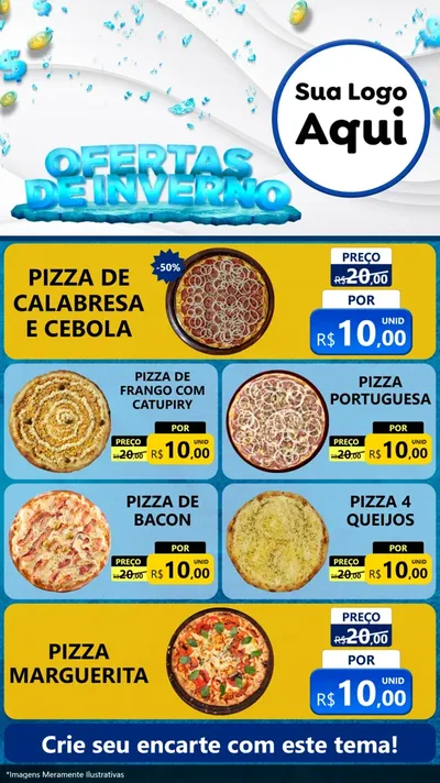 Modelo de TV para TV Vertical com o tema Ofertas de Inverno para Pizzaria