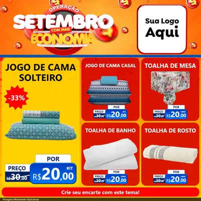 Modelo de Rede Social para Feed Facebook com o tema Operação Setembro Com Muita Economia para Cama, Mesa e Banho